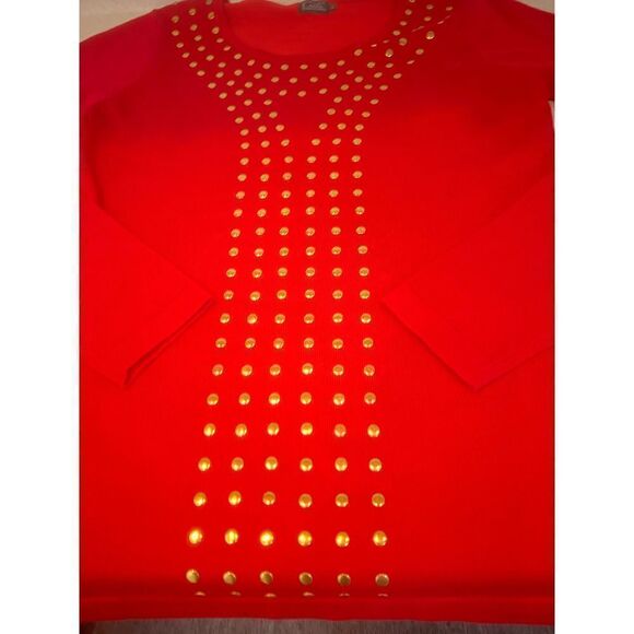 Red Studded Sweater  - Picture 2 of 6